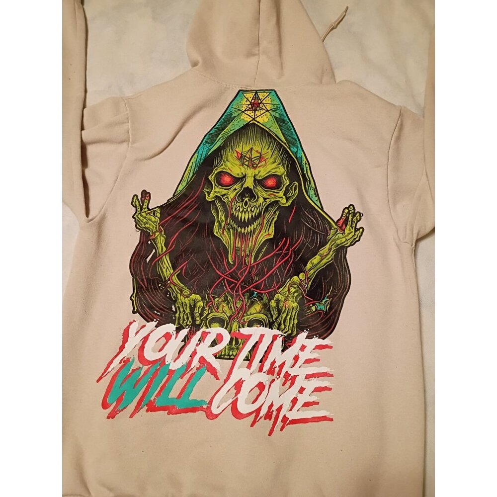RGSTR Mens sz S Hoodie Graphic Streetwear Grim Reaper Your Time Will Come